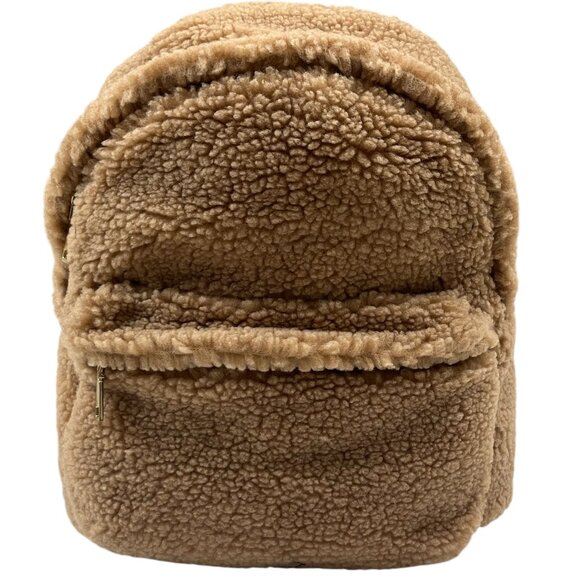 Tan Sherpa / Faux Fur / Fuzzy Backpack / Laptop Bag - NWT - Picture 2 of 9